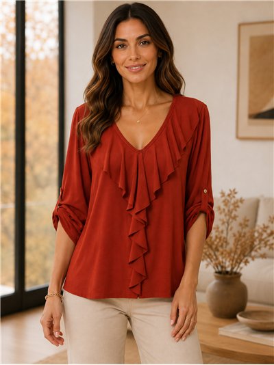 Blusa fluida con volantes talla grande