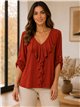 Blusa fluida com babados, tamanho grande