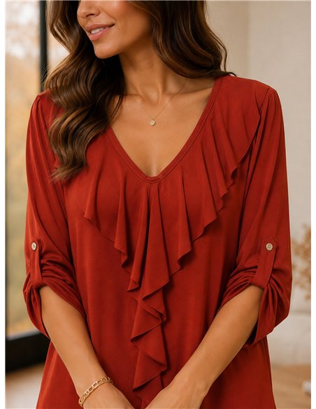 Blusa fluida com babados, tamanho grande