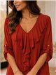 Blusa fluida com babados, tamanho grande