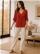 Blusa fluida com babados, tamanho grande