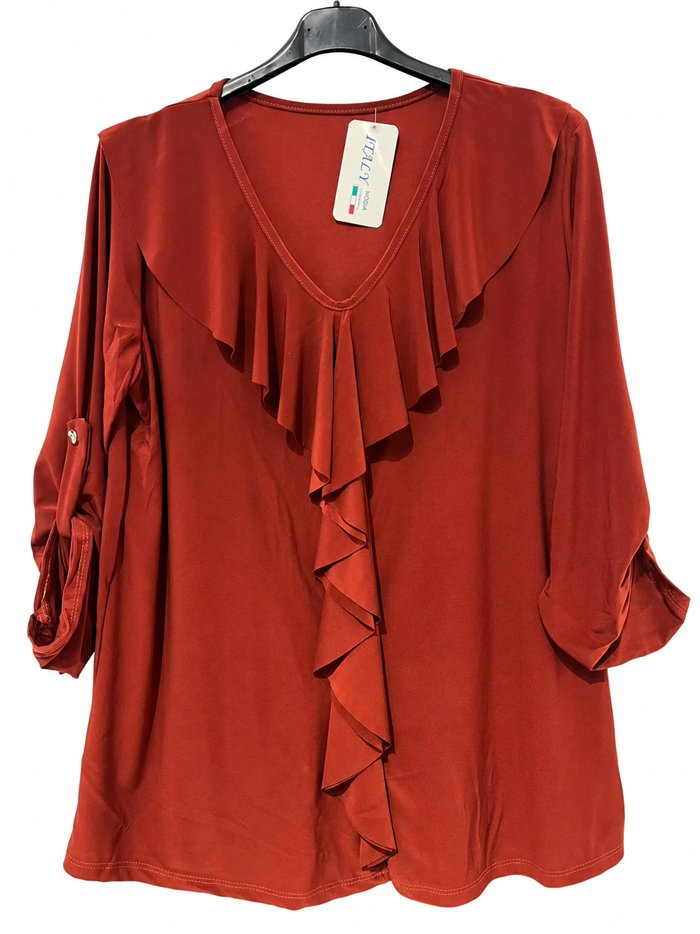 Blusa fluida com babados, tamanho grande