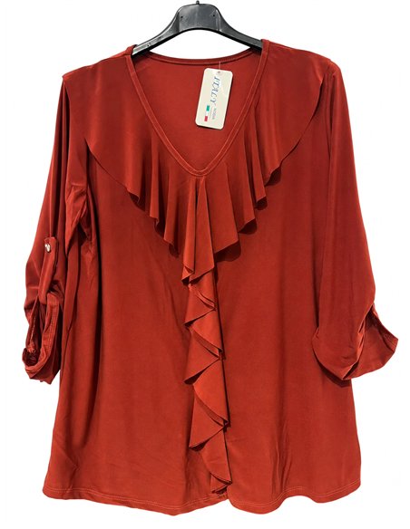 Blusa fluida com babados, tamanho grande