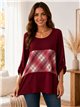 Blusa fluida combinada cuadros talla grande