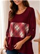 Blusa fluida combinada cuadros talla grande