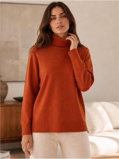 Jersey amplio cuello vuelto punto fino