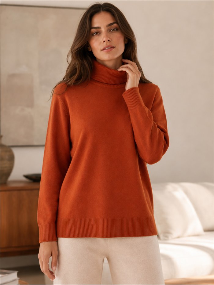 Jersey amplio cuello vuelto punto fino