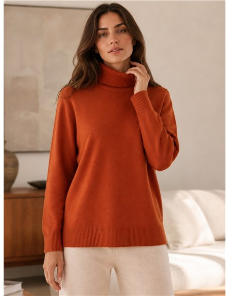 Jersey amplio cuello vuelto punto fino