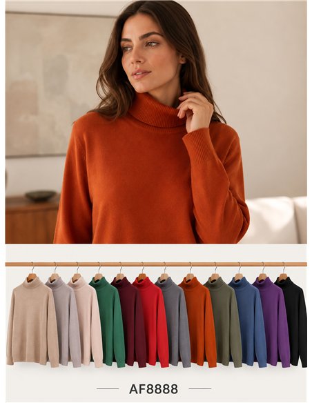 Jersey amplio cuello vuelto punto fino