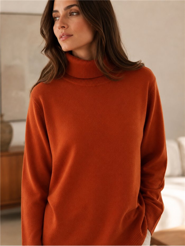 Jersey amplio cuello vuelto punto fino