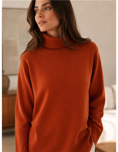 Jersey amplio cuello vuelto punto fino