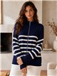 Chaqueta punto amplia rayas cremallera