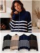 Chaqueta punto amplia rayas cremallera