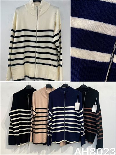 Chaqueta punto amplia rayas cremallera 2