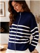 Chaqueta punto amplia rayas cremallera