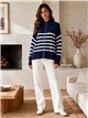 Chaqueta punto amplia rayas cremallera