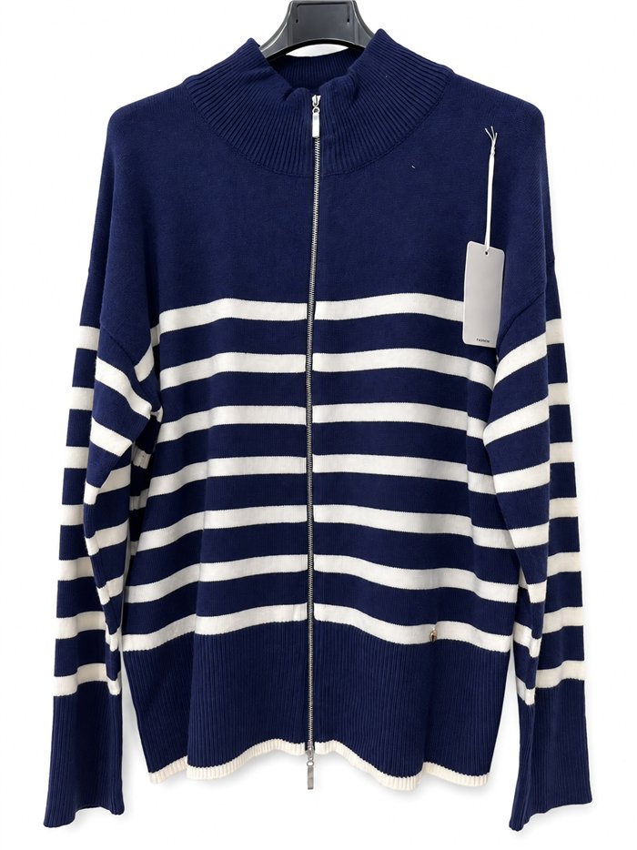 Chaqueta punto amplia rayas cremallera