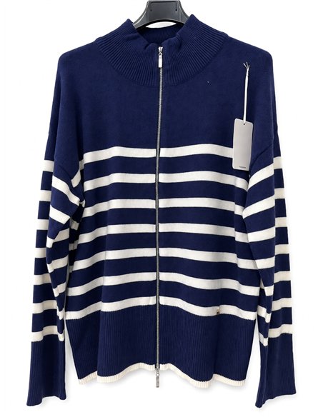Chaqueta punto amplia rayas cremallera