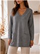 Jersey cuello pico con bolsillos