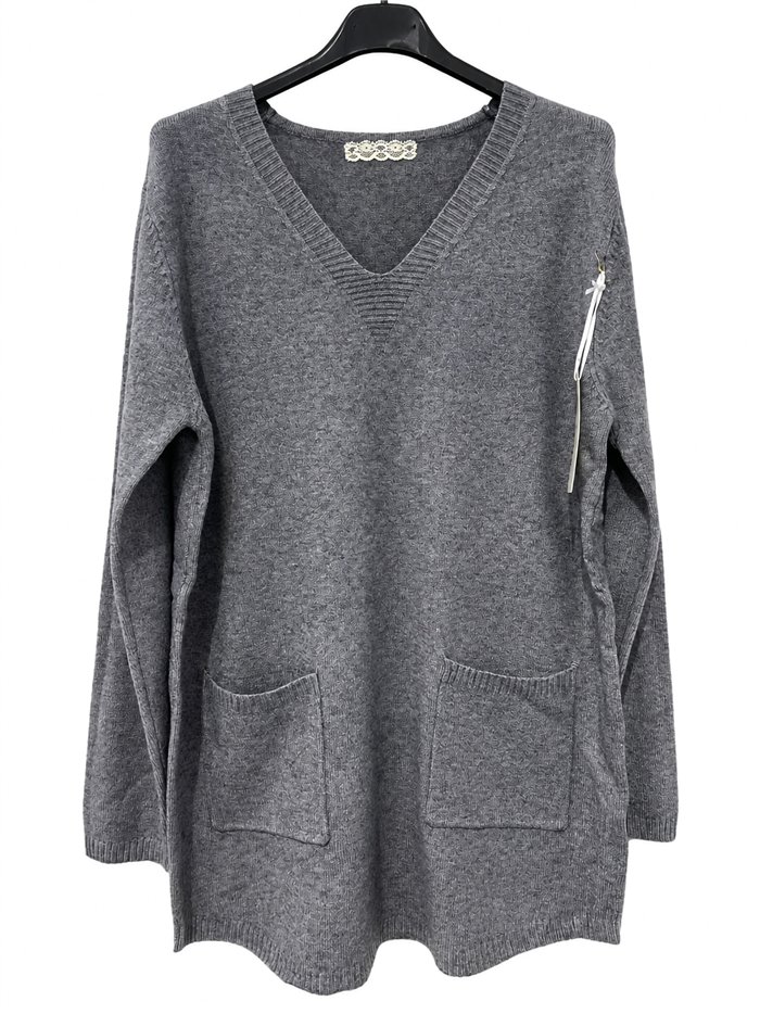 Jersey cuello pico con bolsillos