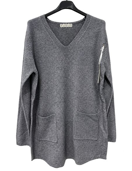 Jersey cuello pico con bolsillos