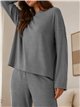 Conjunto jersey amplio punto canalé y pantalón