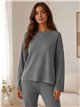 Conjunto jersey amplio punto canalé y pantalón