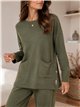 Conjunto jersey amplio punto con bolsillos y pantalón