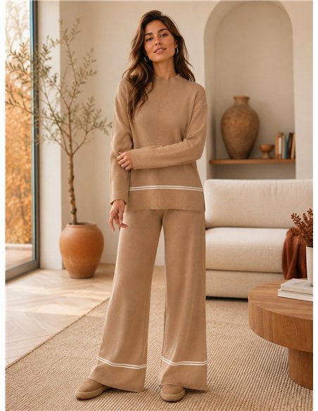 Conjunto jersey punto rayas contraste
