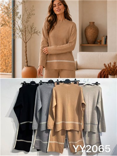 Conjunto jersey punto rayas contraste 2