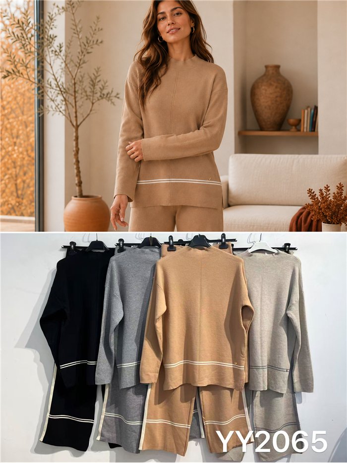 Conjunto jersey punto rayas contraste