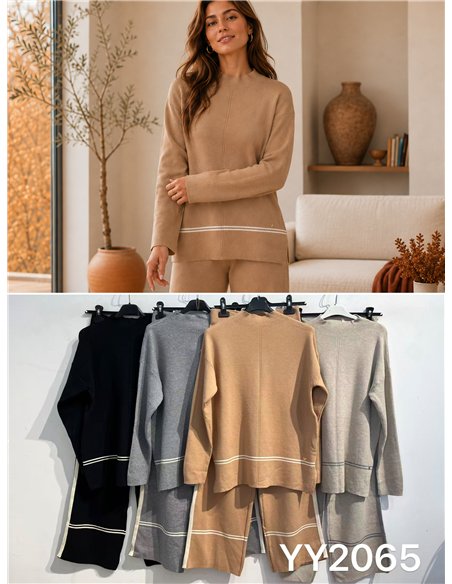 Conjunto jersey punto rayas contraste