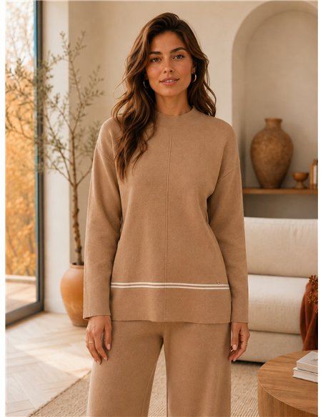 Conjunto jersey punto rayas contraste