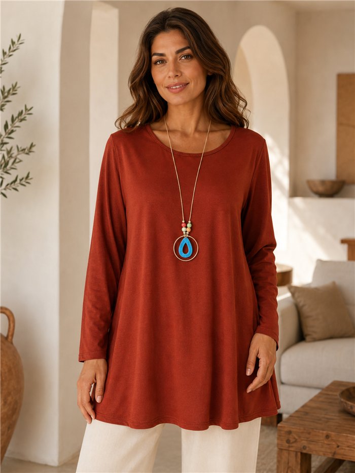 Blusa lycra talla grande con collar