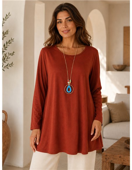 Blusa lycra talla grande con collar