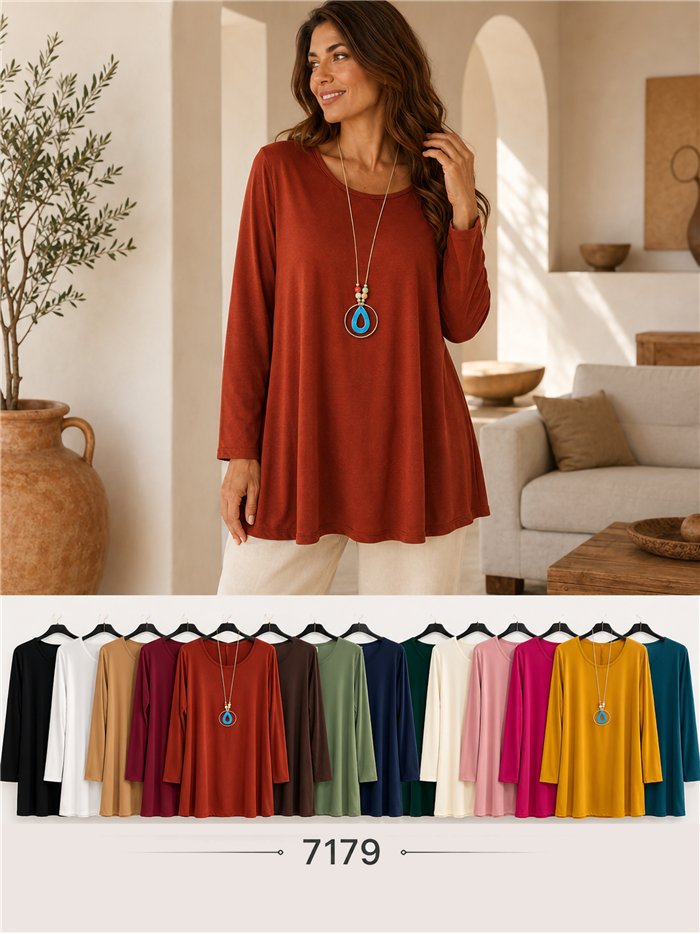 Blusa lycra talla grande con collar