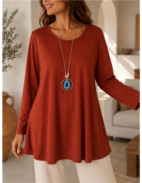 Blusa lycra talla grande con collar