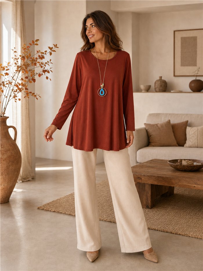 Blusa lycra talla grande con collar