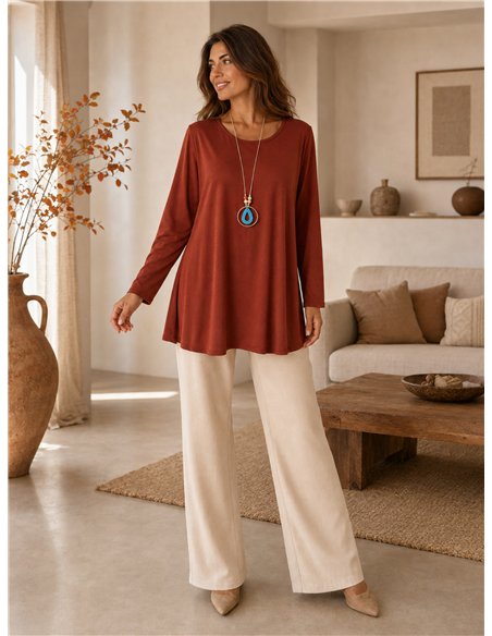 Blusa lycra talla grande con collar