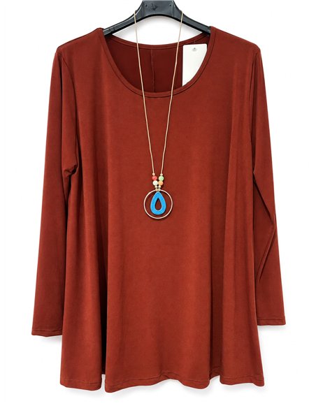Blusa lycra talla grande con collar