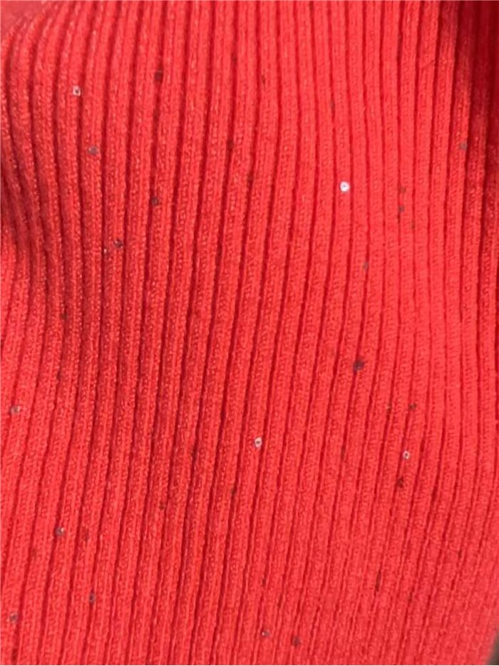 Jersey canalé escote cuadrado con mini lentejuelas