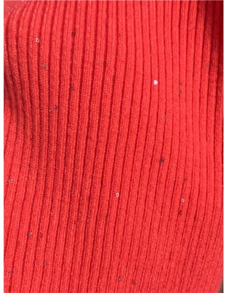 Jersey canalé escote cuadrado con mini lentejuelas