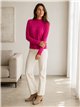 Jersey canalé cuello alto con mini lentejuelas