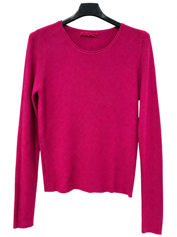 Jersey canalé cuello redondo con mini lentejuelas