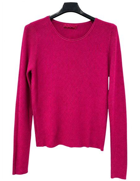 Jersey canalé cuello redondo con mini lentejuelas