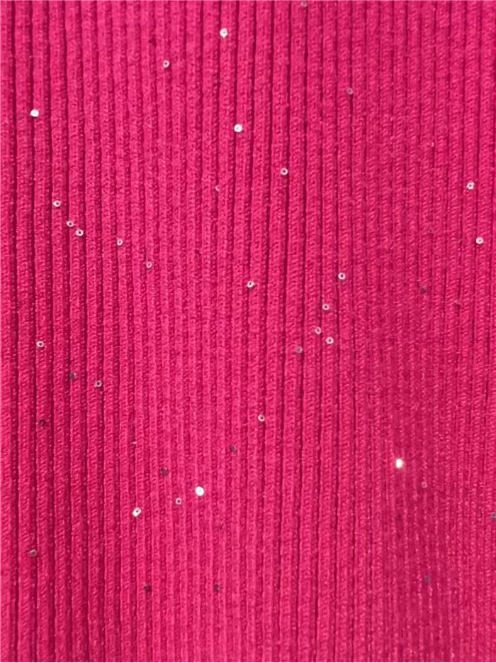 Jersey canalé cuello redondo con mini lentejuelas