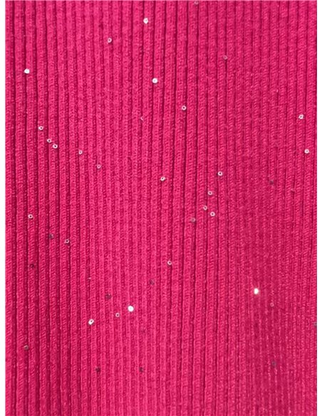 Jersey canalé cuello redondo con mini lentejuelas