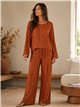 Set aus locker sitzender, strukturierter Bluse und Hose in Übergröße