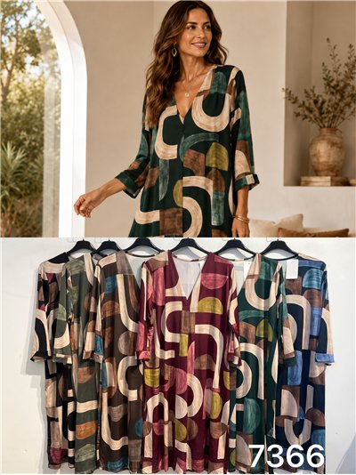 Vestido lycra estampado geométrico talla grande 2