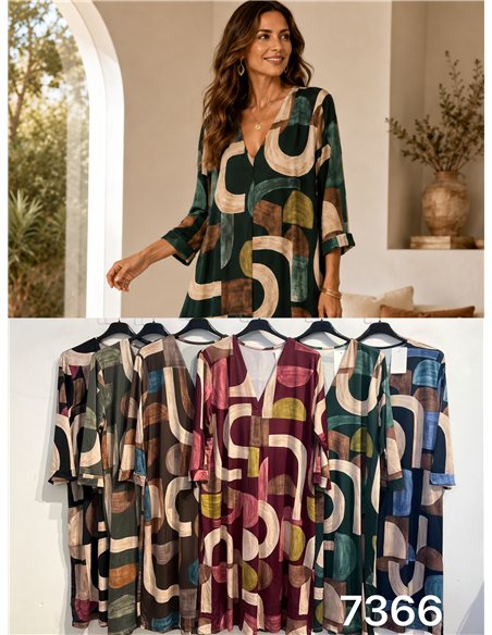 Vestido lycra estampado geométrico talla grande